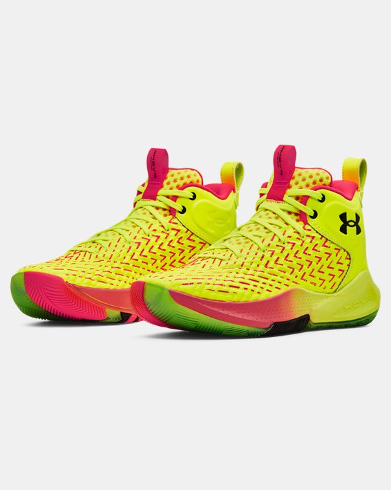 Unisex UA HOVR™ Havoc 4 Clone Basketball Shoes, Yellow, pdpMainDesktop image number 3
